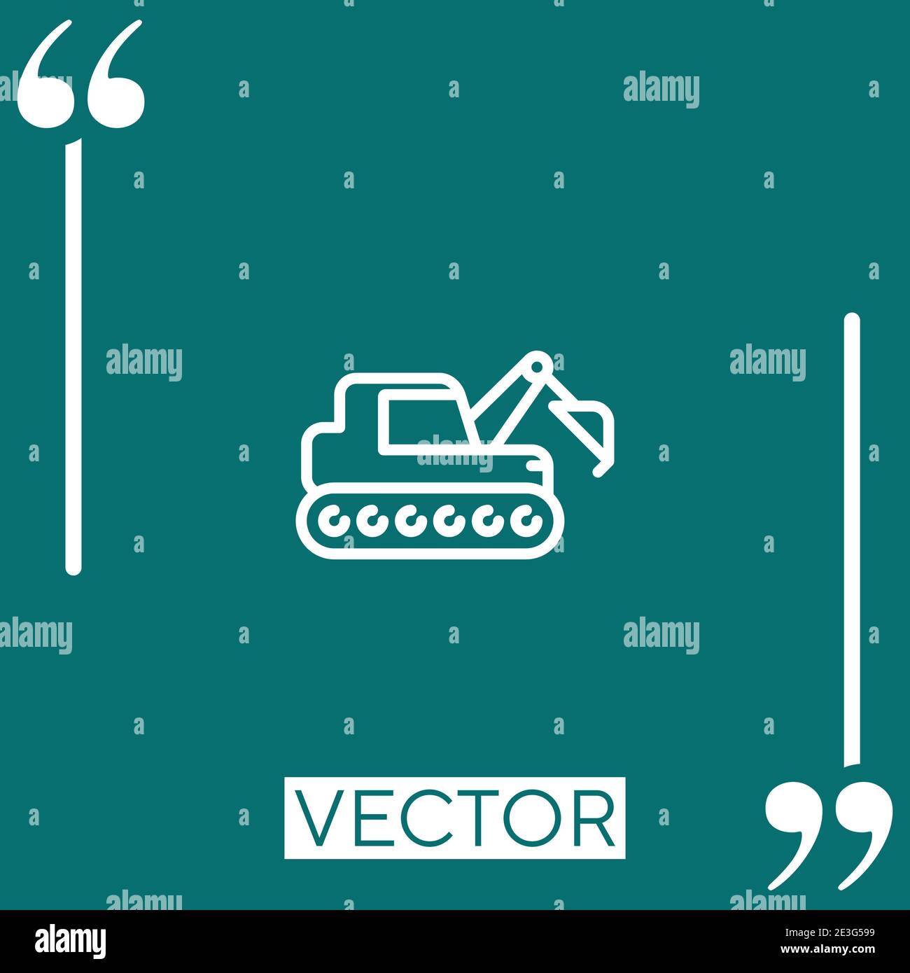 excavator facing right vector icon Linear icon. Editable stroke line Stock Vector