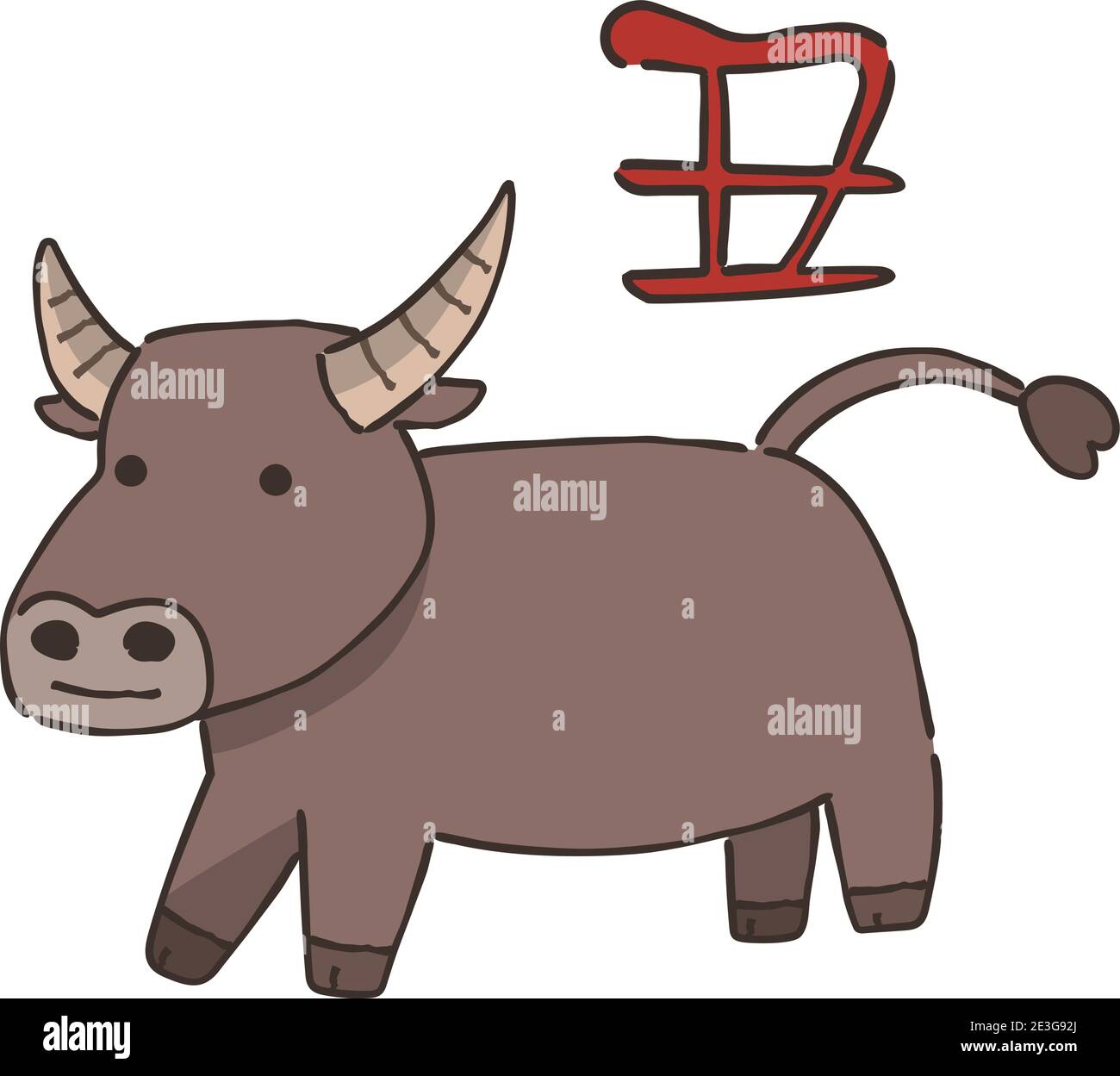 Chinese or Japanese zodiac bull with a Chinese character. Vector  illustration isolated on white background Stock Vector Image & Art - Alamy