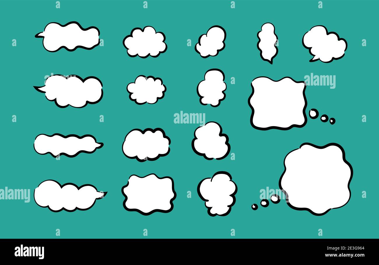 Set of speech bubbles. Vector illustration isolated on green background ...