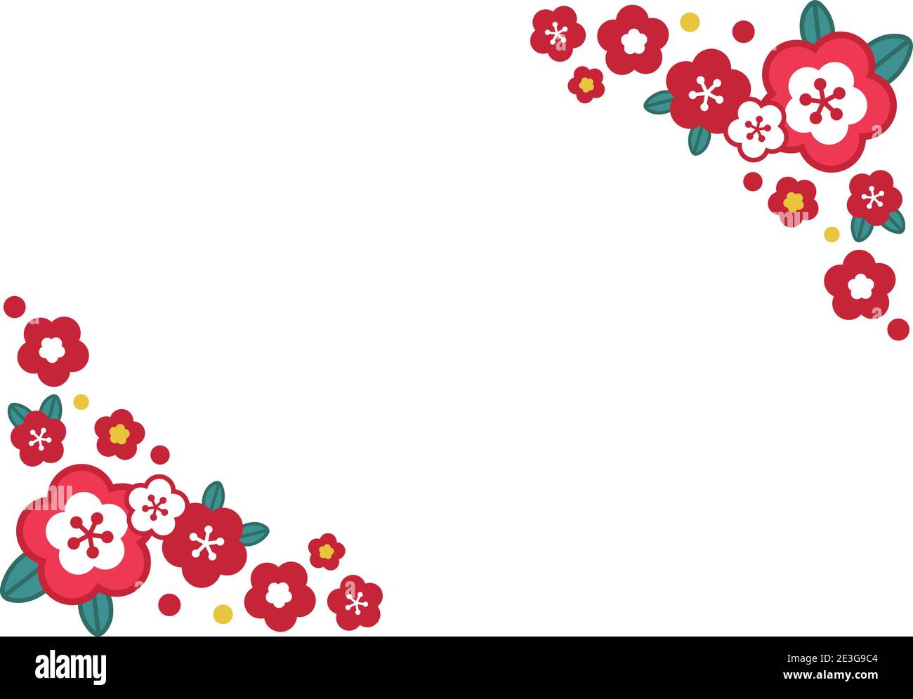 Frame made with plum blossoms. Vector illustration isolated on white background. Stock Vector