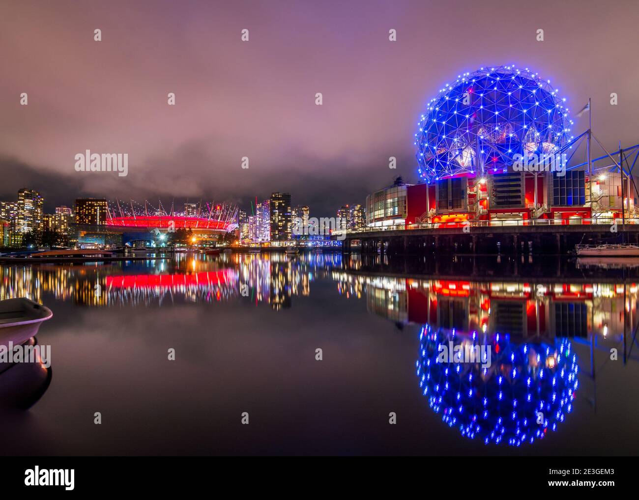 Night view of downtown Vancouver over Burrard Inlet Stock Photo Alamy
