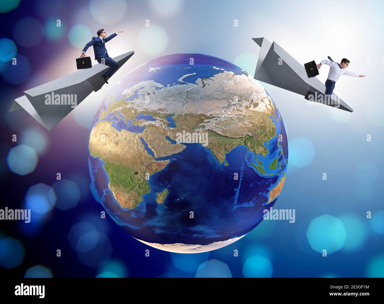 The businessman flying on paper plane in business concept Stock Photo ...
