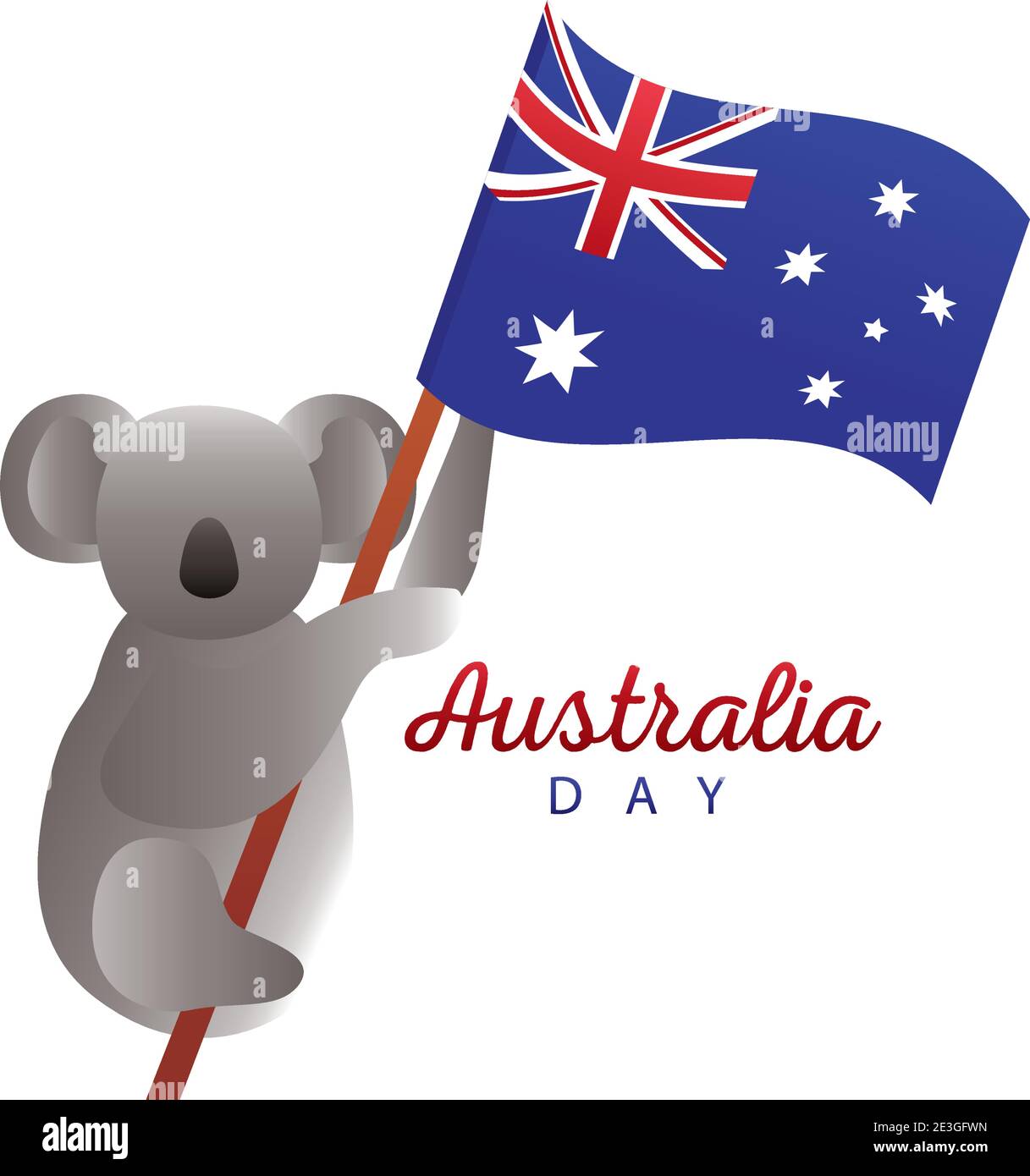happy australia day lettering with koala and flag vector illustration ...