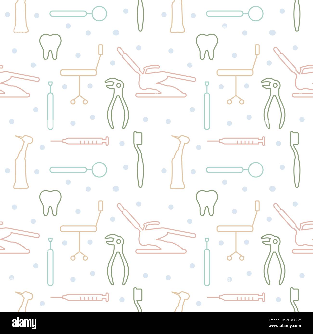 Dental care, Orthodontics Seamless Pattern with Line Icons. Dentist ...