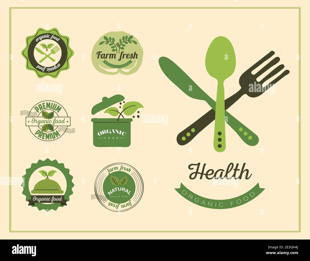 organic food, set of badges and labels vector illustration design Stock ...
