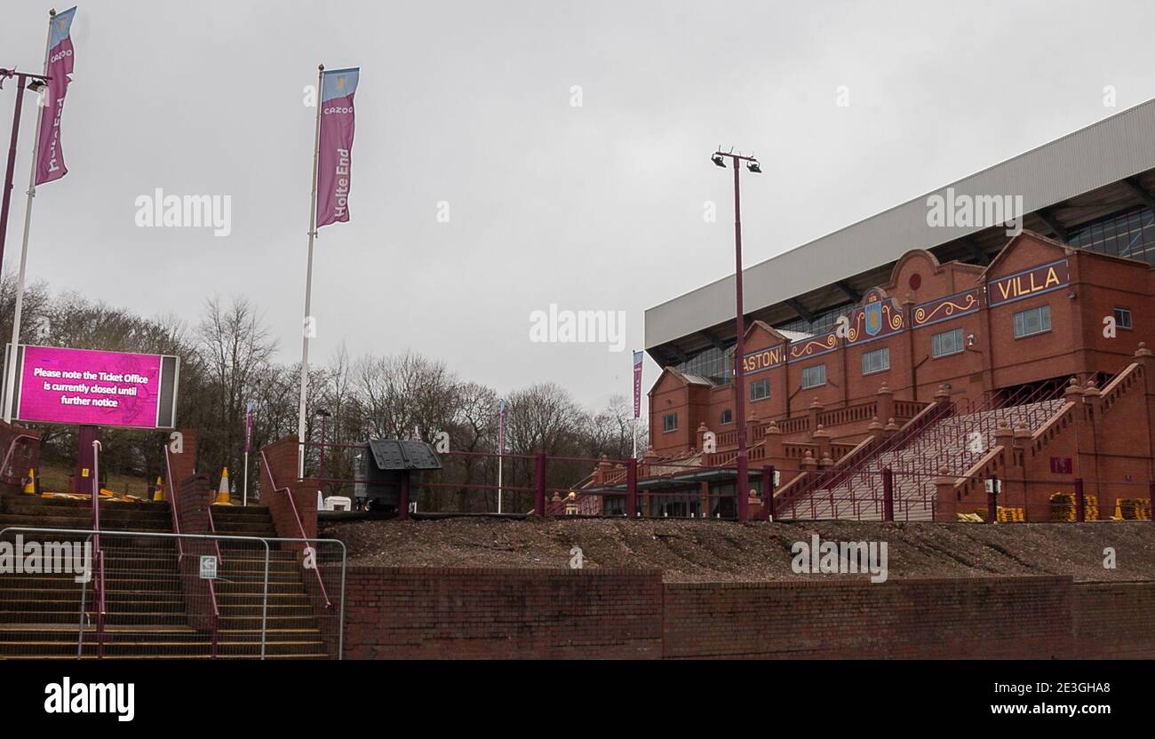 Birmingham, UK. 18th Jan, 2021. Exterior of Villa Park home of Aston Villa FC Football Ground closed for fans during Covid-19 National Lockdown #3 Credit: SPP Sport Press Photo. /Alamy Live News Stock Photo