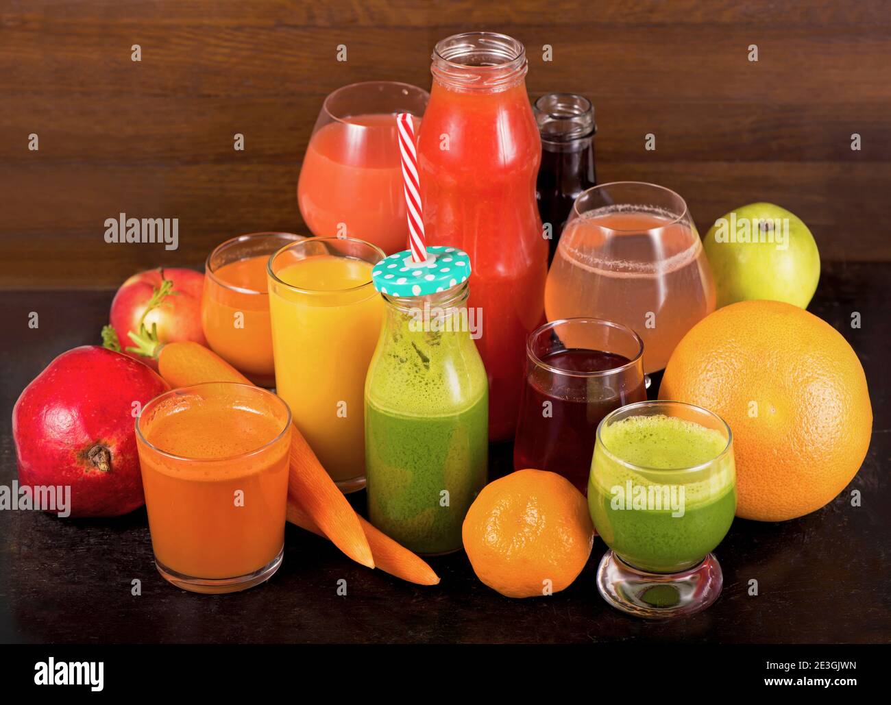 Various freshly squeezed fruits and vegetables juices Stock Photo Alamy