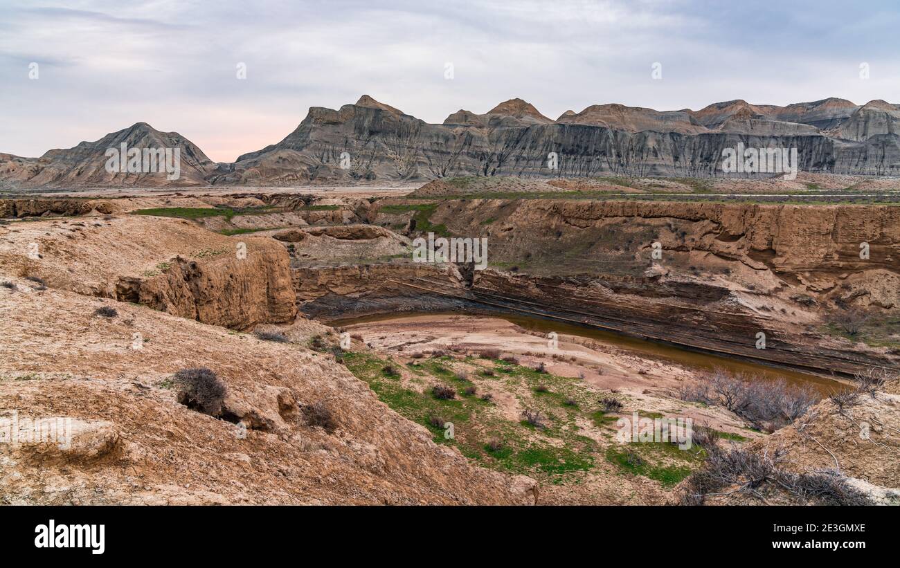 Beautiful canyons in a mountainous desert area Stock Photo