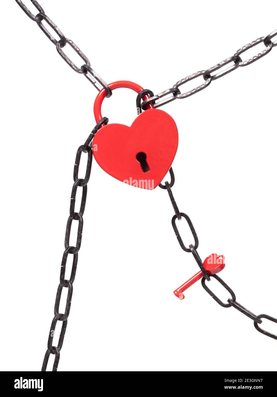 Lock of love - Red heart lock and chain Stock Photo - Alamy