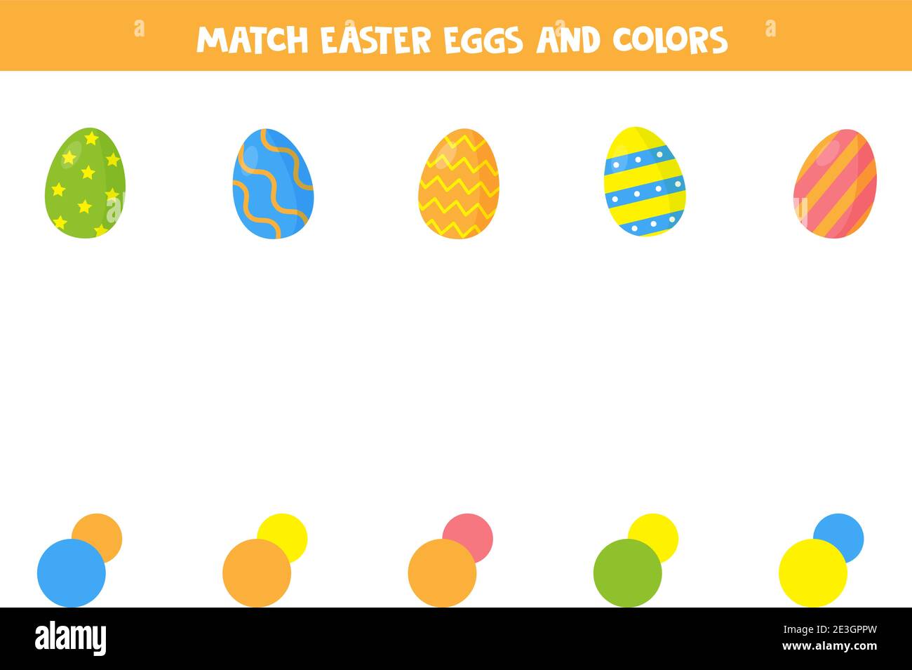 Match Easter eggs and colors. Educational matching game for kids Stock