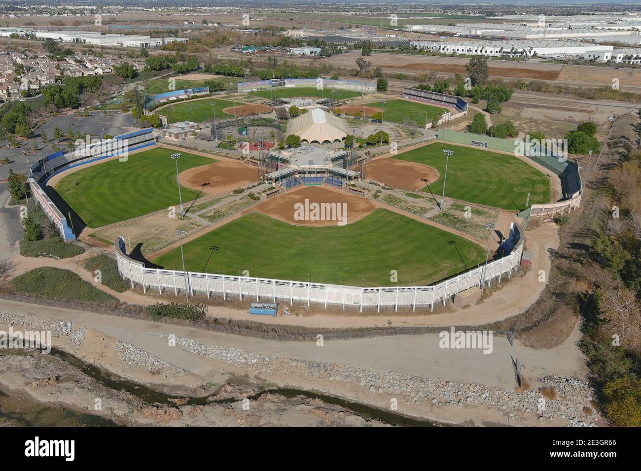 An aerial view of Big League Dreams Sports Park, Sunday, Jan. 17, 2021