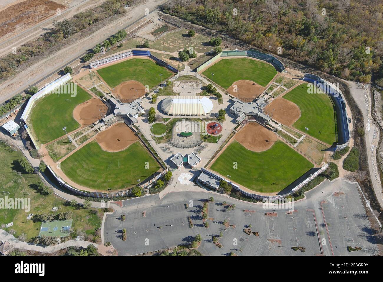 An aerial view of Big League Dreams Sports Park, Sunday, Jan. 17, 2021