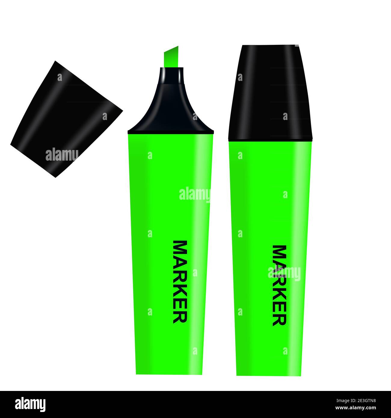 Green Highlighter isolated on white background. Raster version Stock