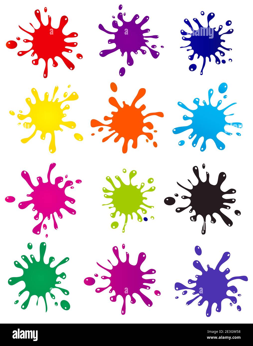 Set of colored blots on the white background. Raster version Stock ...
