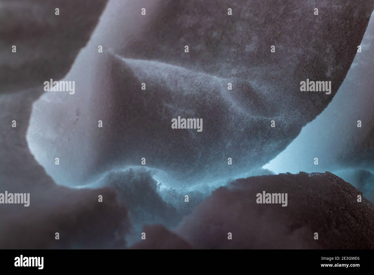 Blurred snow texture details, morning Stock Photo