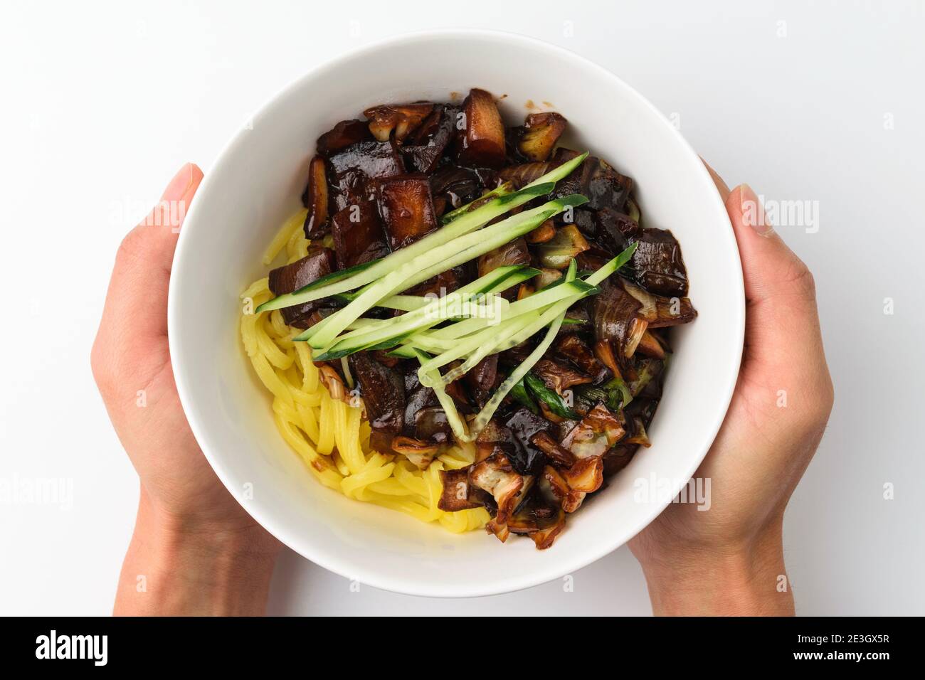 Savory and salty noodles. Korean food culture. Food with Roasted