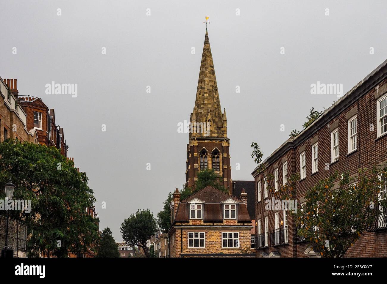 St. Andrew's Church - well built place of worship tucked away on a residential street of Chelsea between the King's Road and Fulham Road. London, Engl Stock Photo