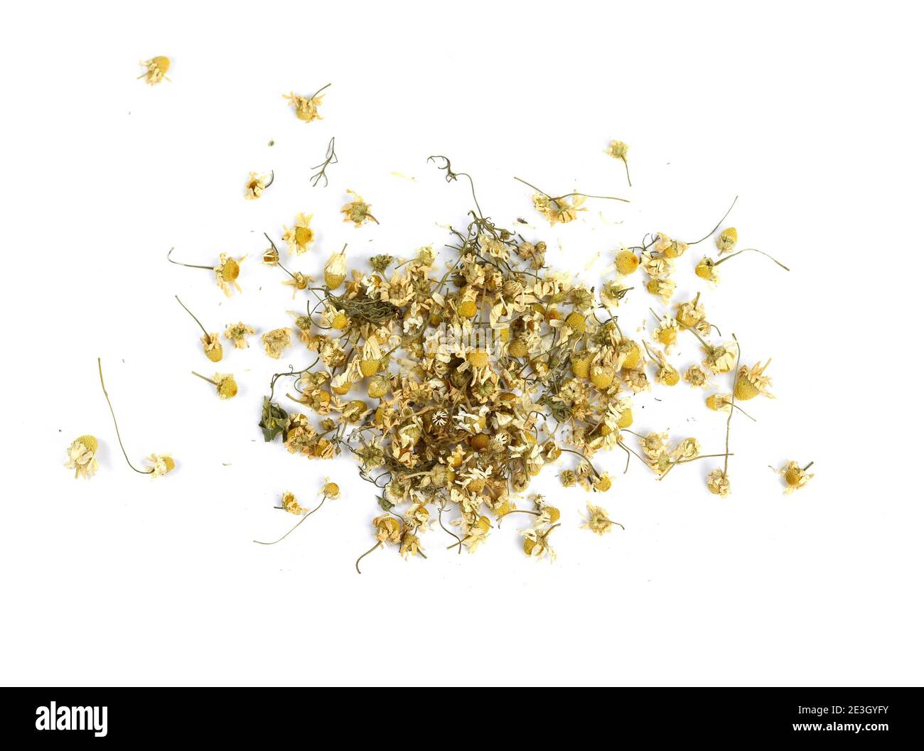 Dried chamomile isolated on white background. Dried chamomile flowers
