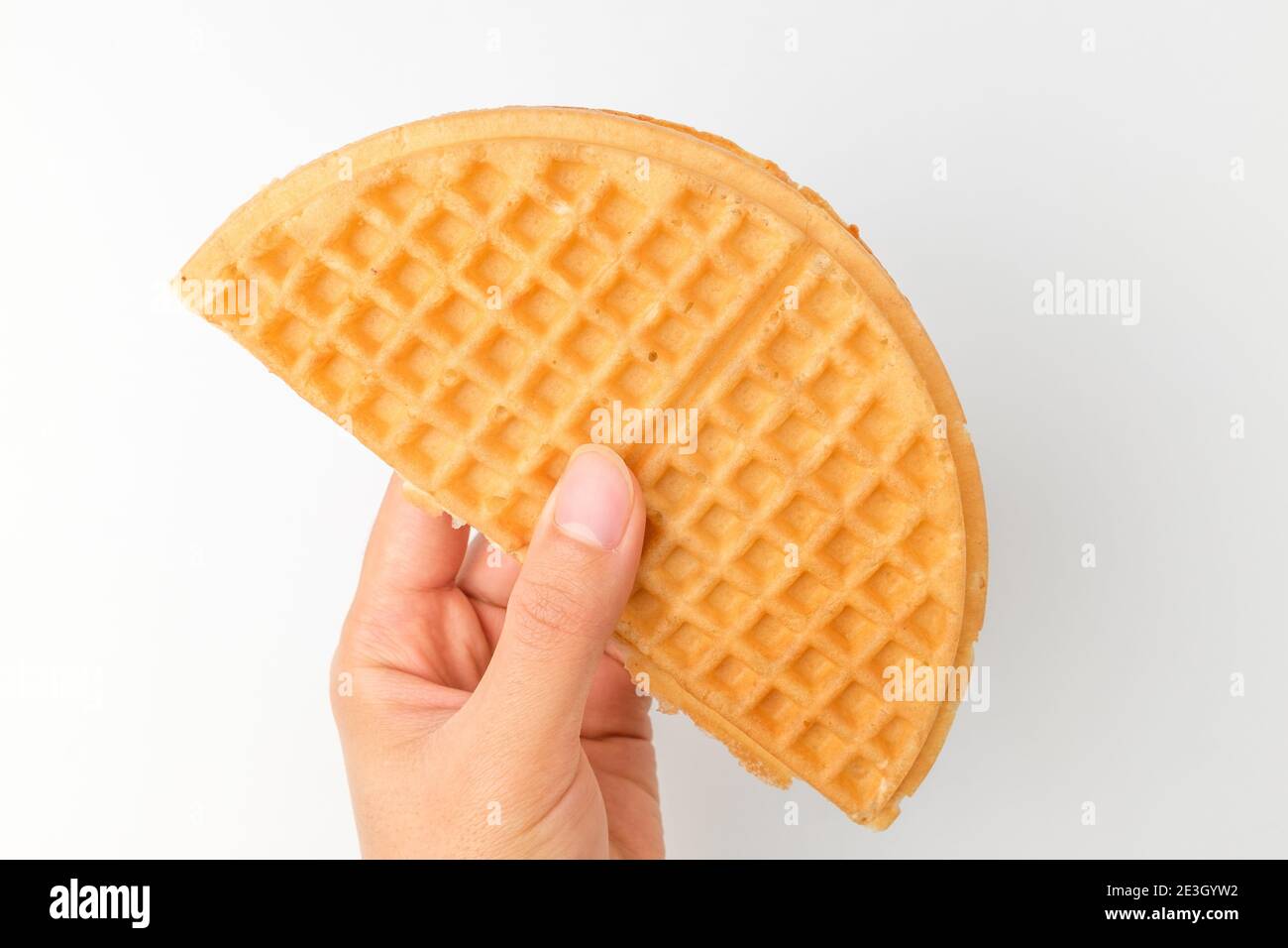 Waffles with cream on a white background Stock Photo