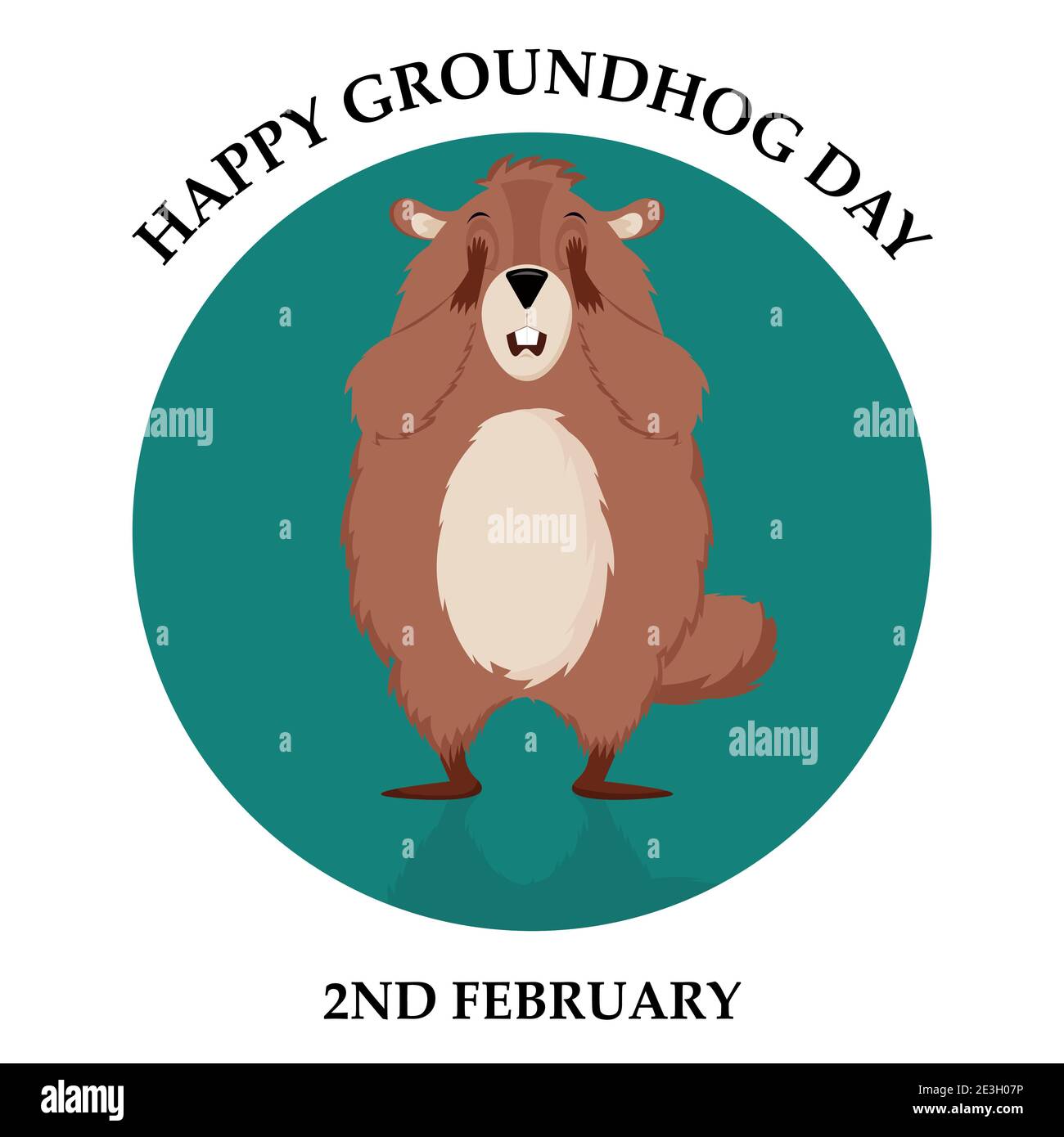 Happy Groundhog Day Vector Illustration Of A Funny Groundhog A Postcard With A Cute Groundhog And Text Stock Vector Image Art Alamy