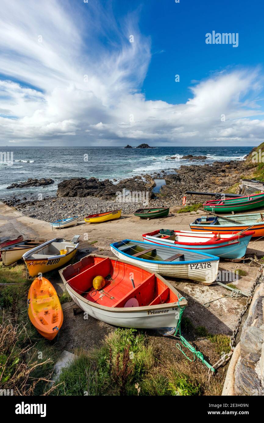 Cape Cornwall; Fishing Boats; Cornwall; UK Stock Photo