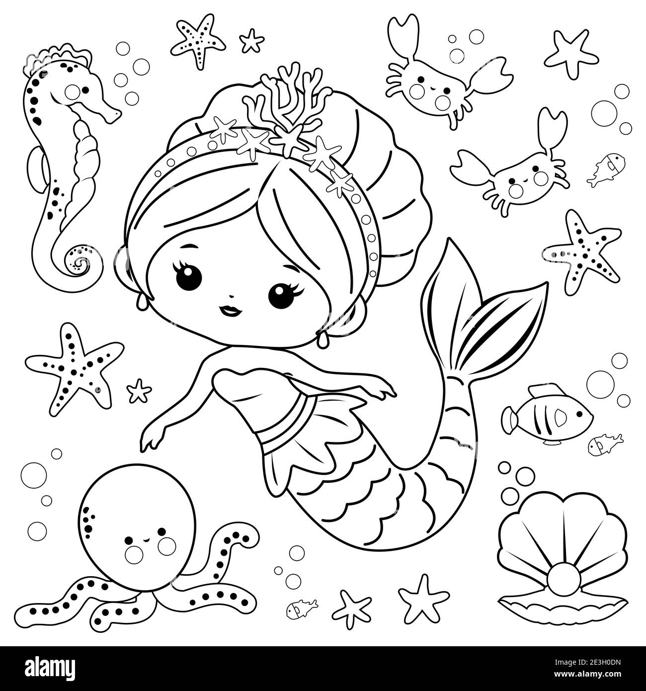 Anime Coloring Pages  Mermaid Anime Coloring Page and Kids Activity sheet   HonkingDonkey