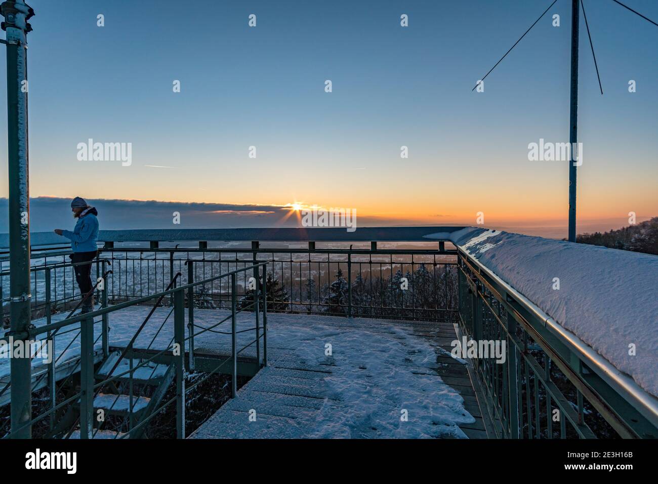 Fantastic snowshoe tour in the winter wonderland at the Gehrenberg near Lake Constance Stock Photo