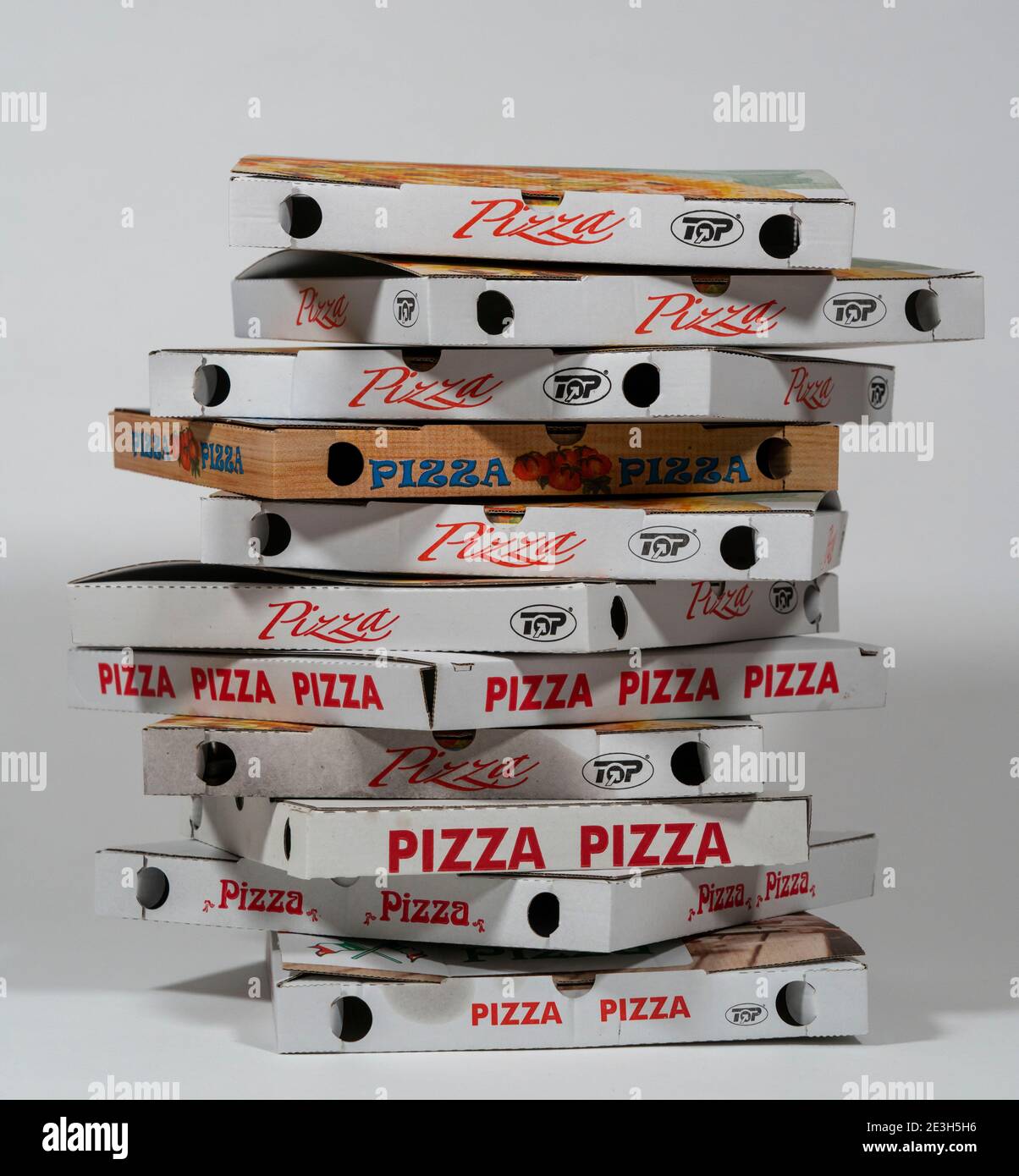Empty, used pizza boxes, takeaways Stock Photo Alamy
