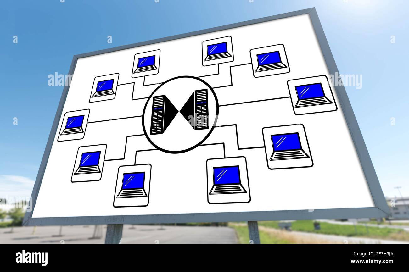 Hosting concept drawn on a billboard Stock Photo