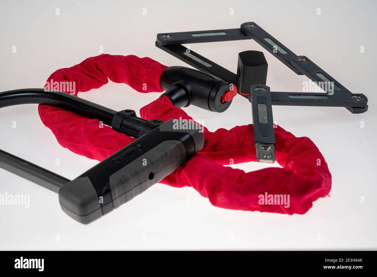 Various bicycle locks, Ulock, chain lock, folding lock Stock Photo Alamy