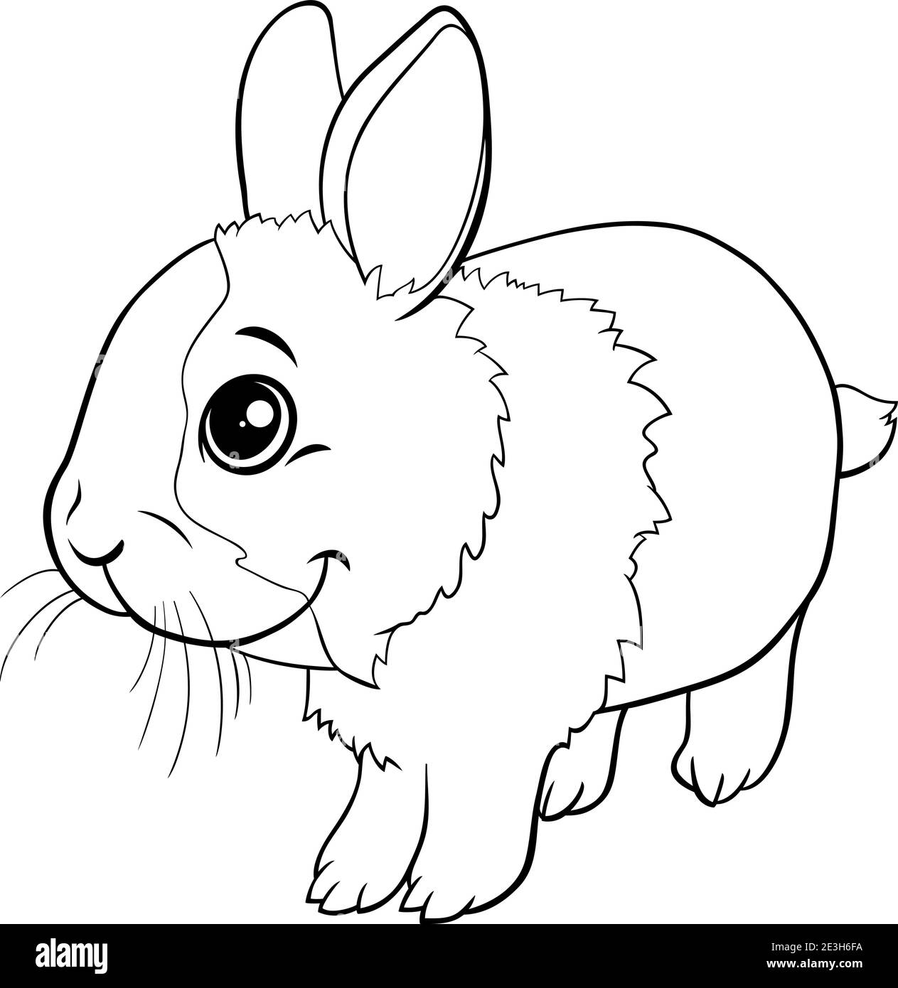 Black and white cartoon illustration of cute dwarf rabbit comic animal ...