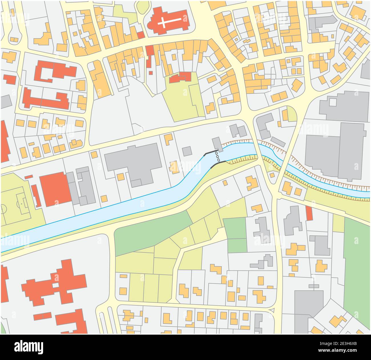 Imaginary cadastral map of an area with buildings and streets 5 Stock Vector