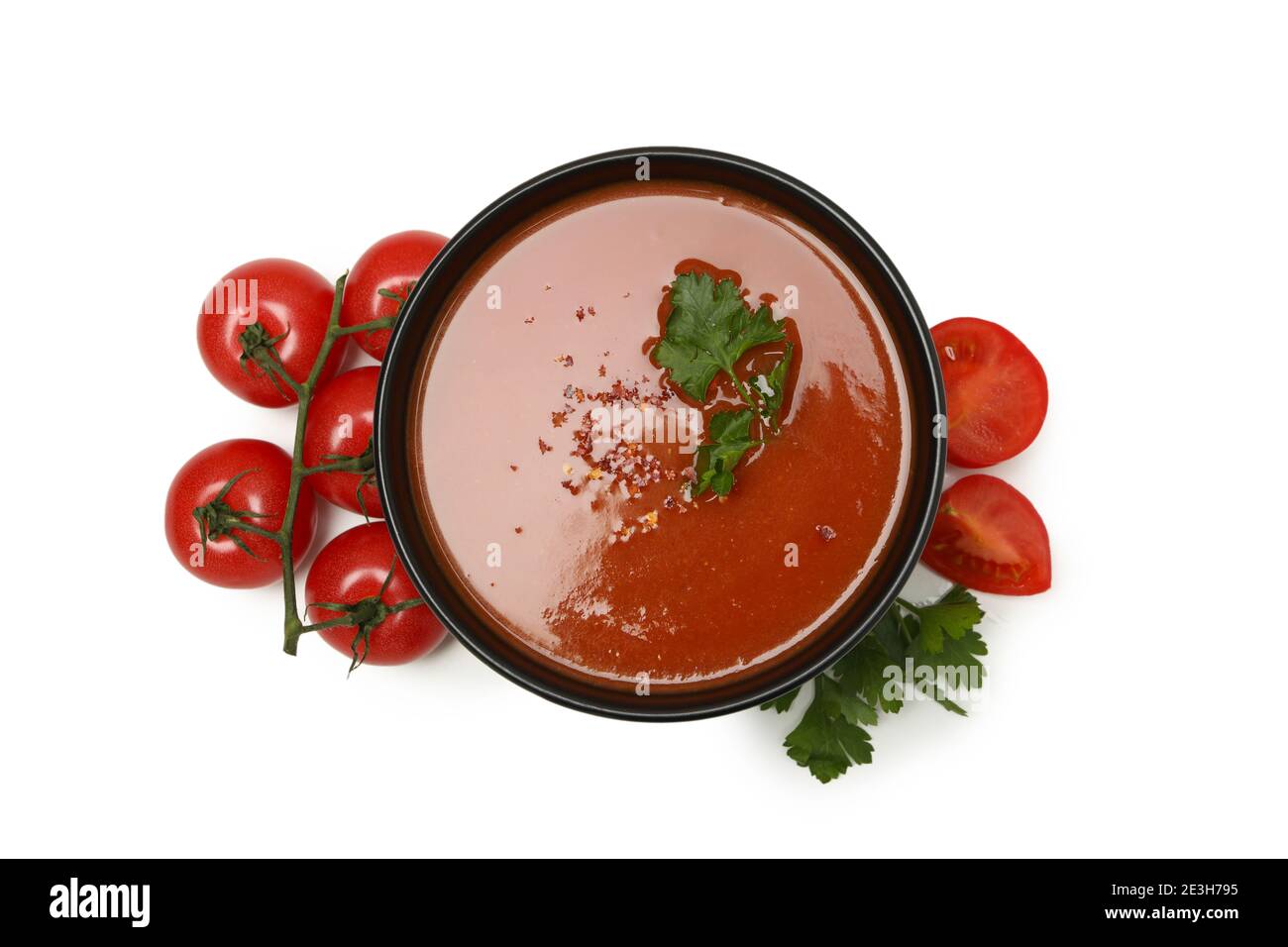 Bowl of tomato soup isolated on white background Stock Photo - Alamy