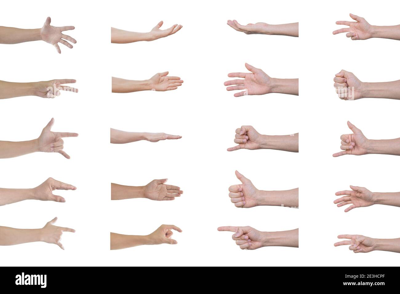 Set of man hands Isolated on white background with clipping path Stock ...