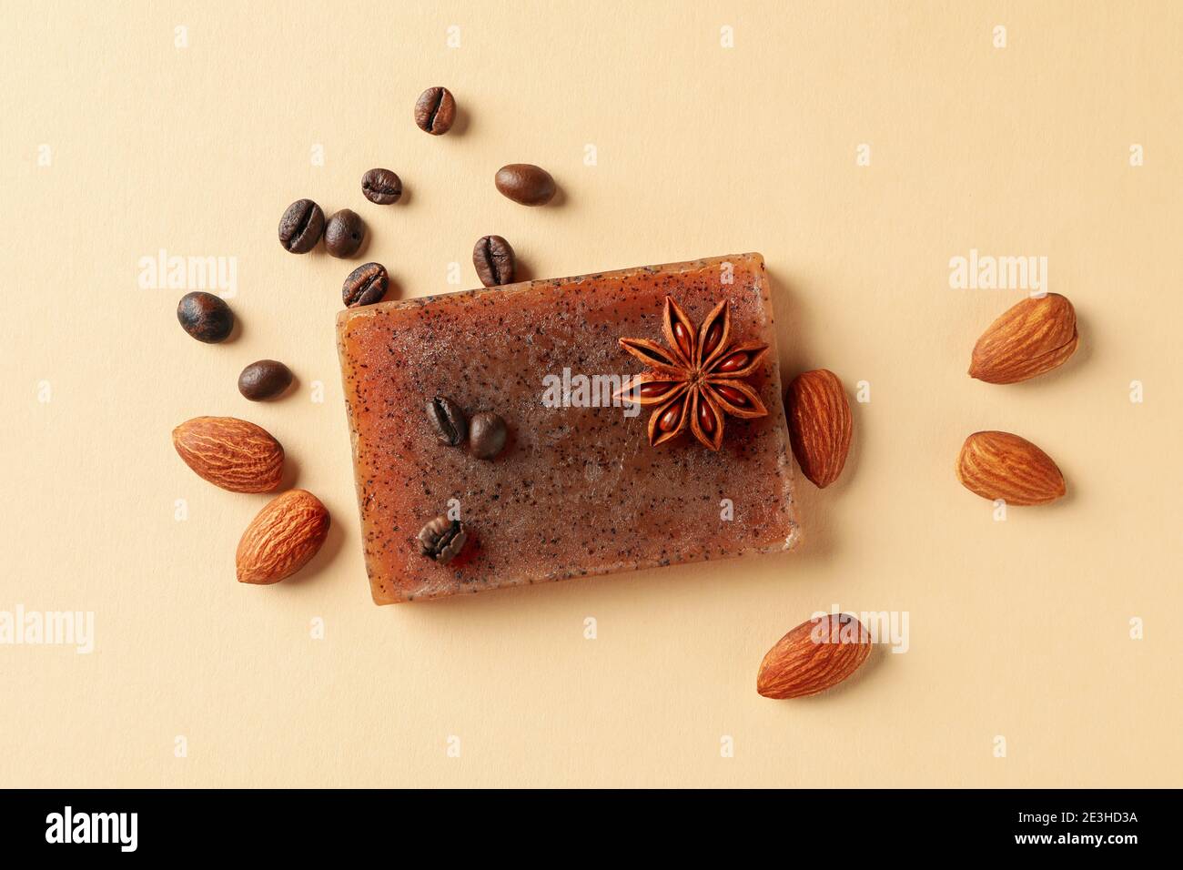 Piece of natural handmade soap on beige background Stock Photo