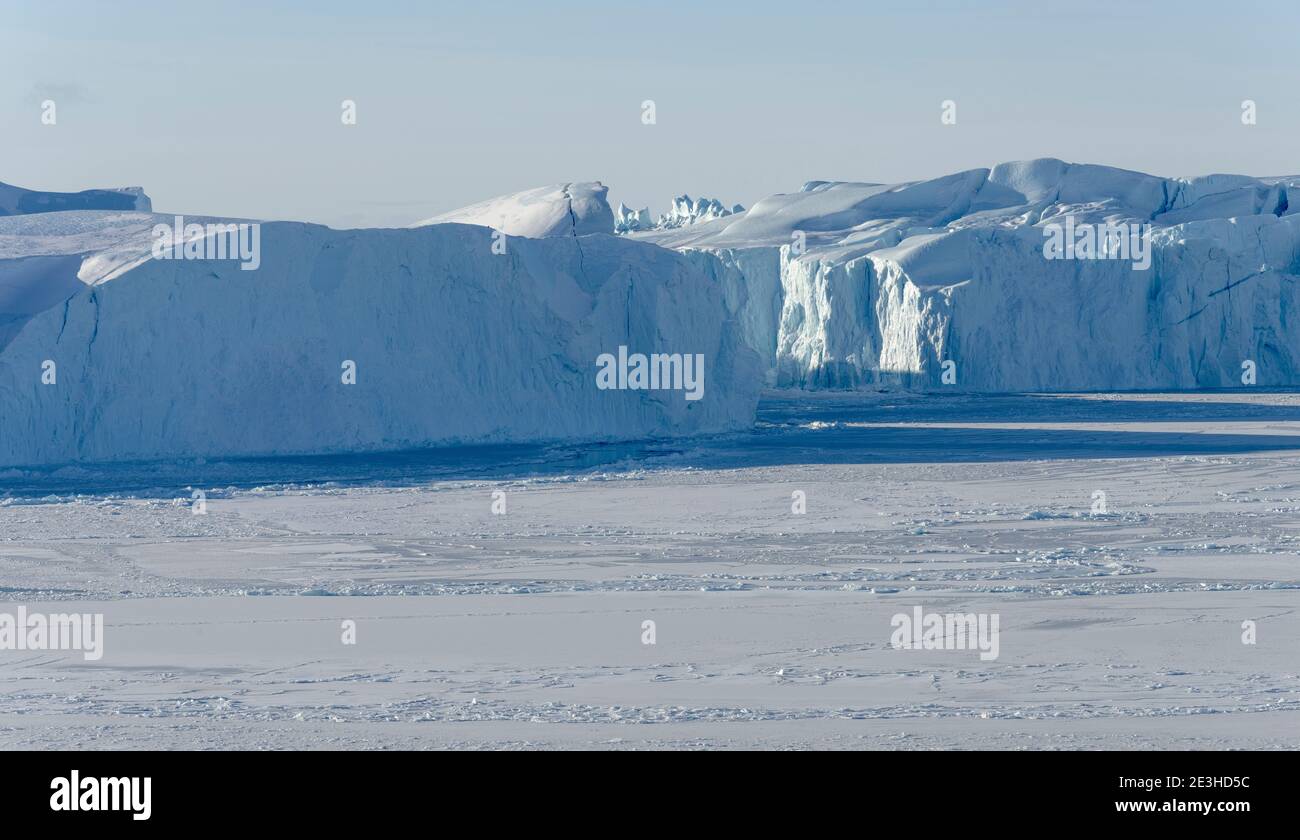 Winter at the Ilulissat Icefjord, located in the Disko Bay in West ...