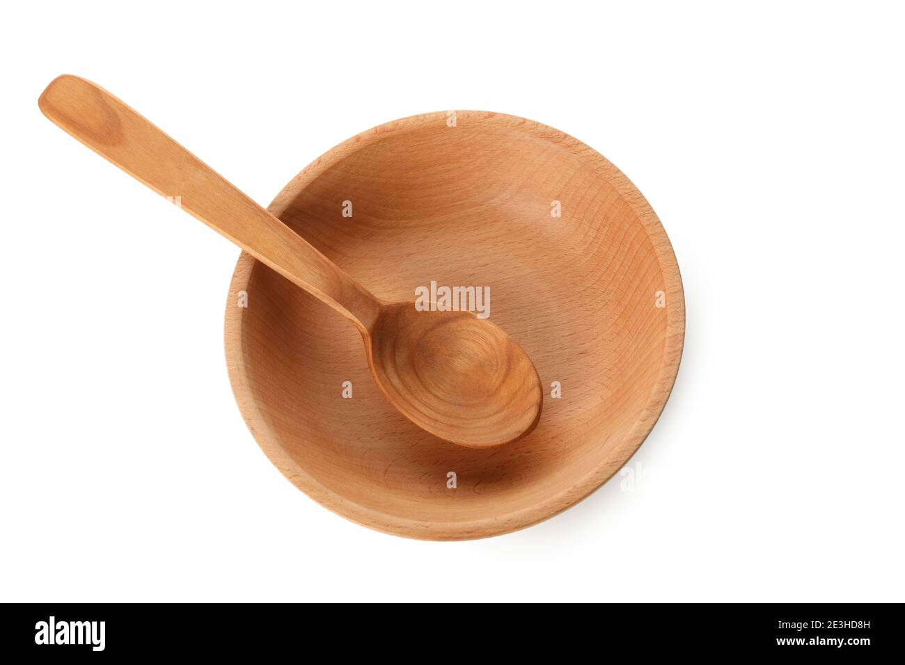 Wooden bowl with spoon isolated on white background Stock Photo - Alamy
