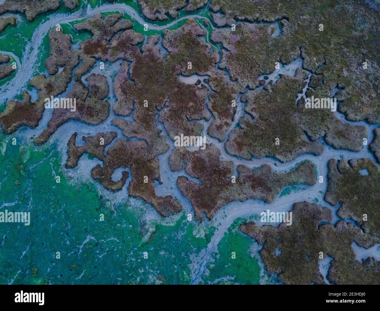 Image of the sea taken Top Down on Hayling island (birds eye view) Stock Photo