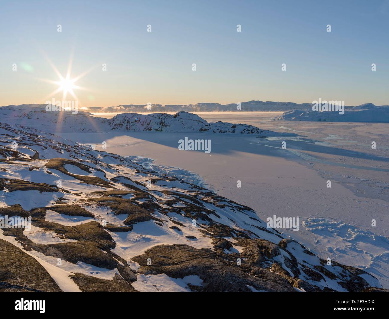 Sunrise During Winter At The Ilulissat Icefjord Located In The Disko Sunrise During Winter At The Ilulissat Icefjord Located In The Disko