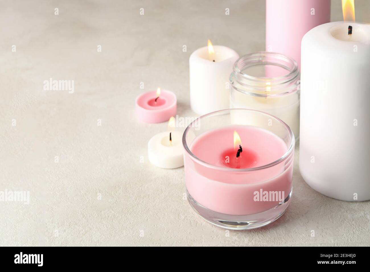 Scented candles for relax on white background Stock Photo Alamy