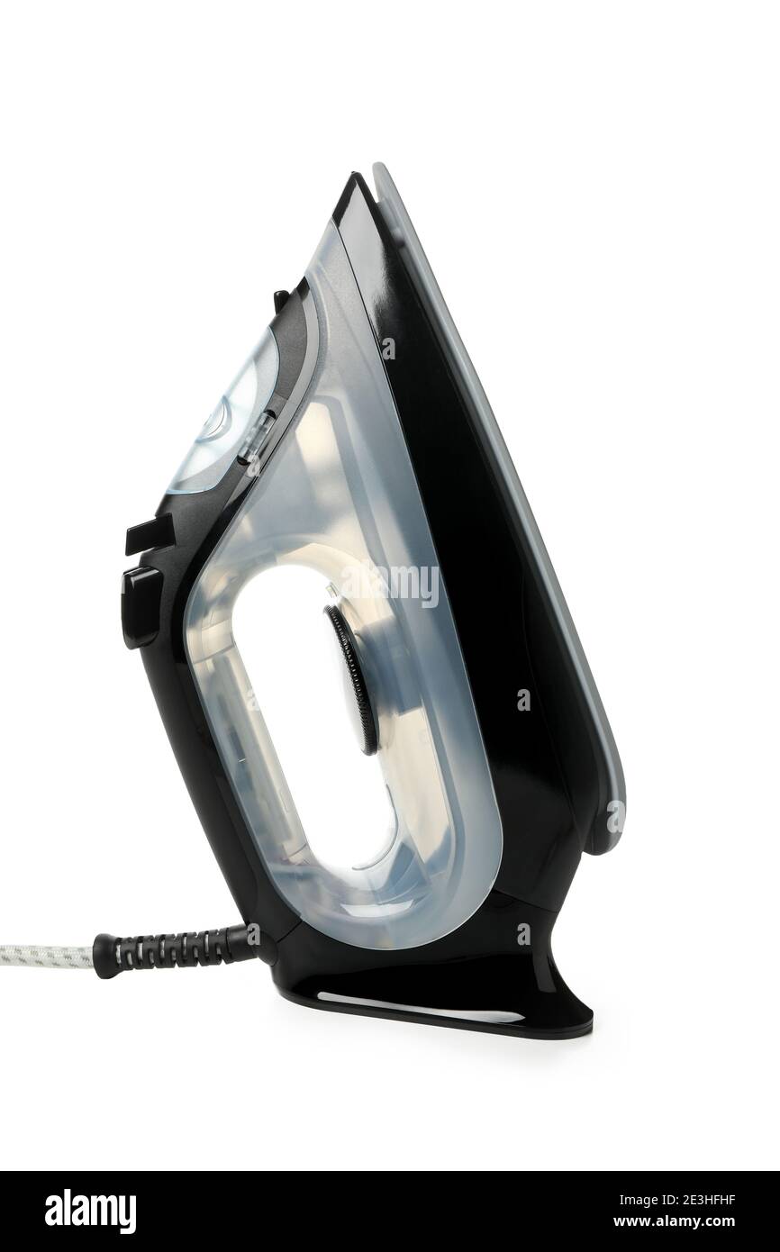 Modern iron with different settings isolated on white background Stock