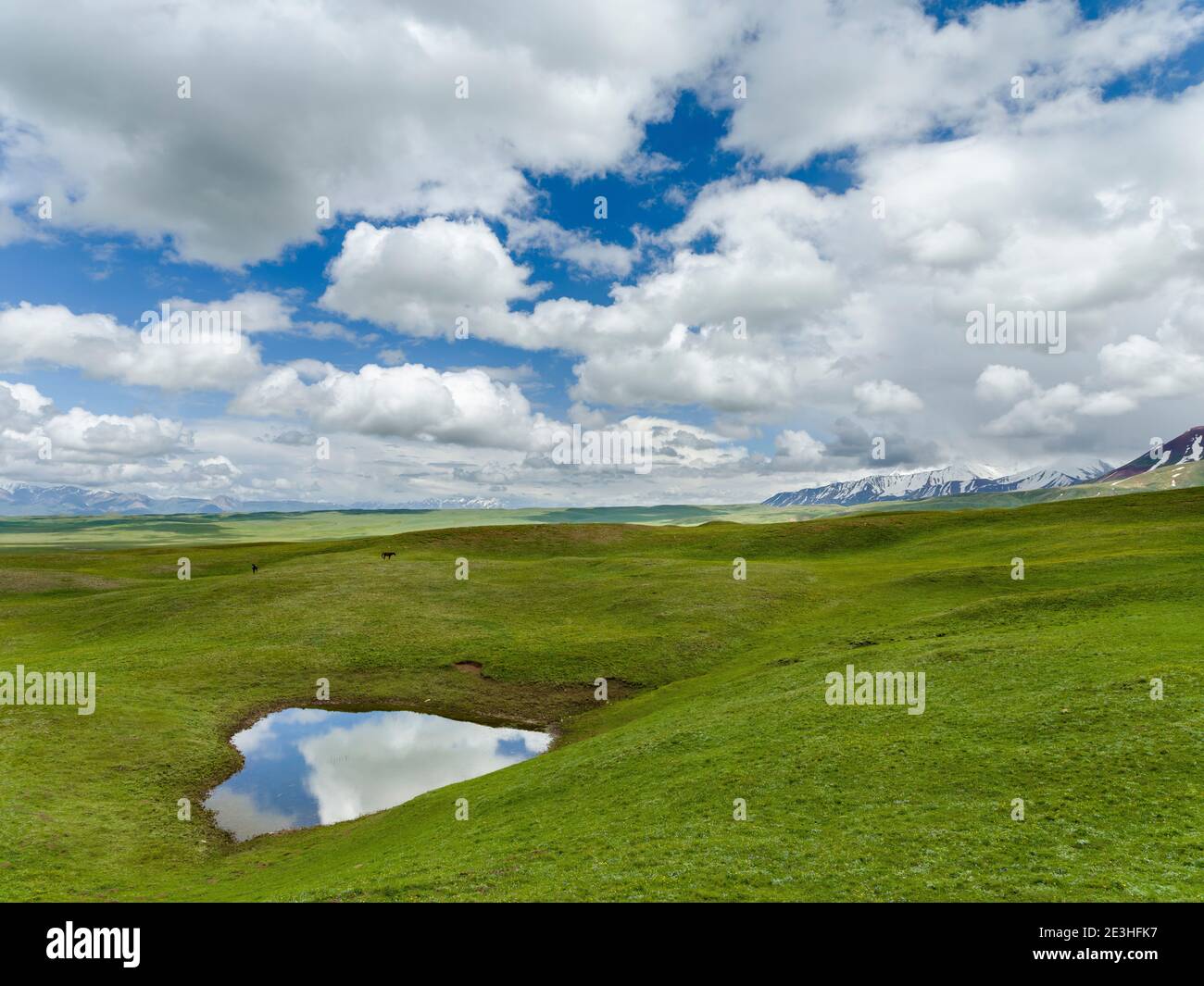 Alaj Valley in front of the Trans-Alay mountain range in the Pamir mountains. Asia, central Asia, Kyrgyzstan Stock Photo