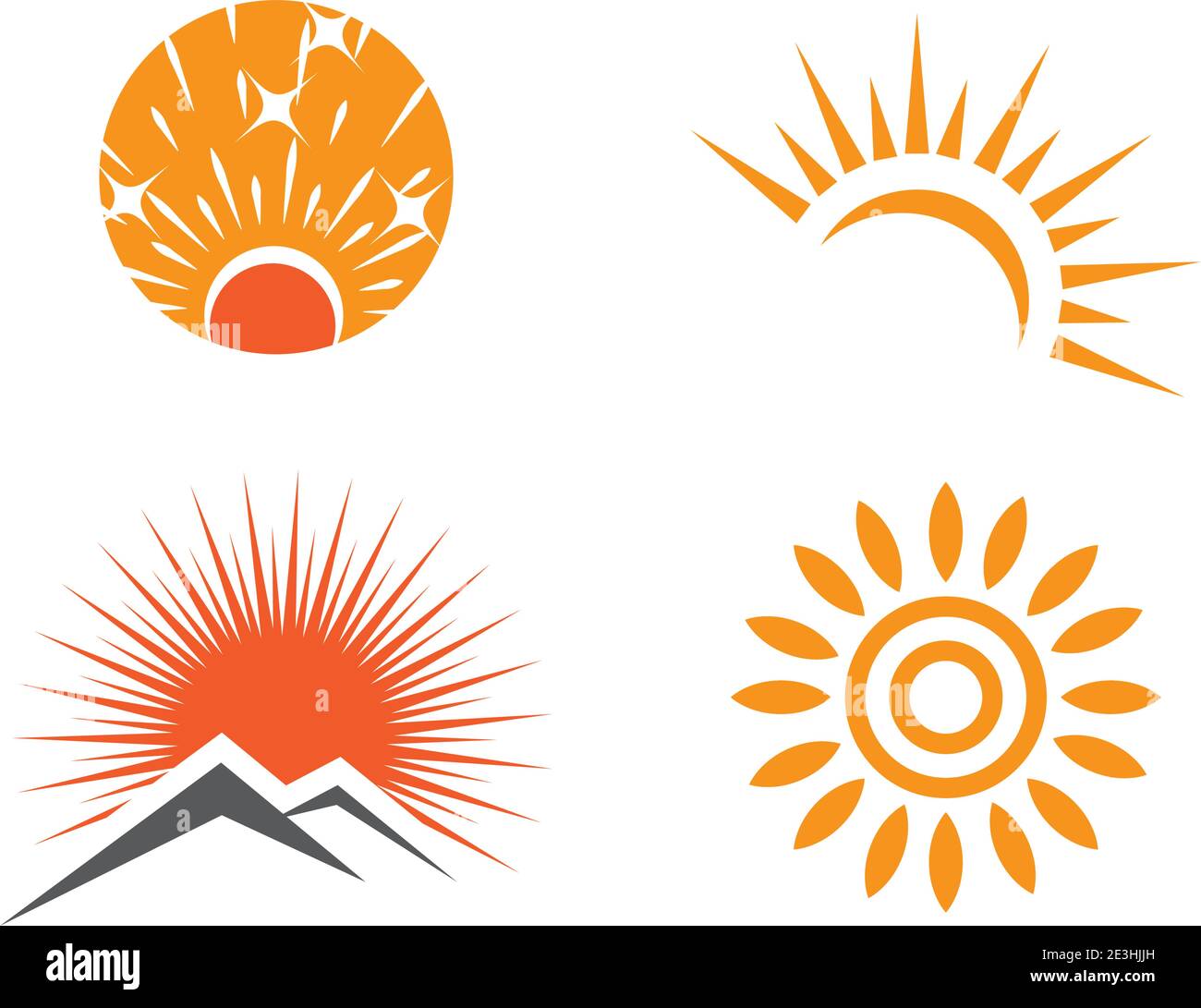 Set Sun Logo Template vector symbol nature Stock Vector