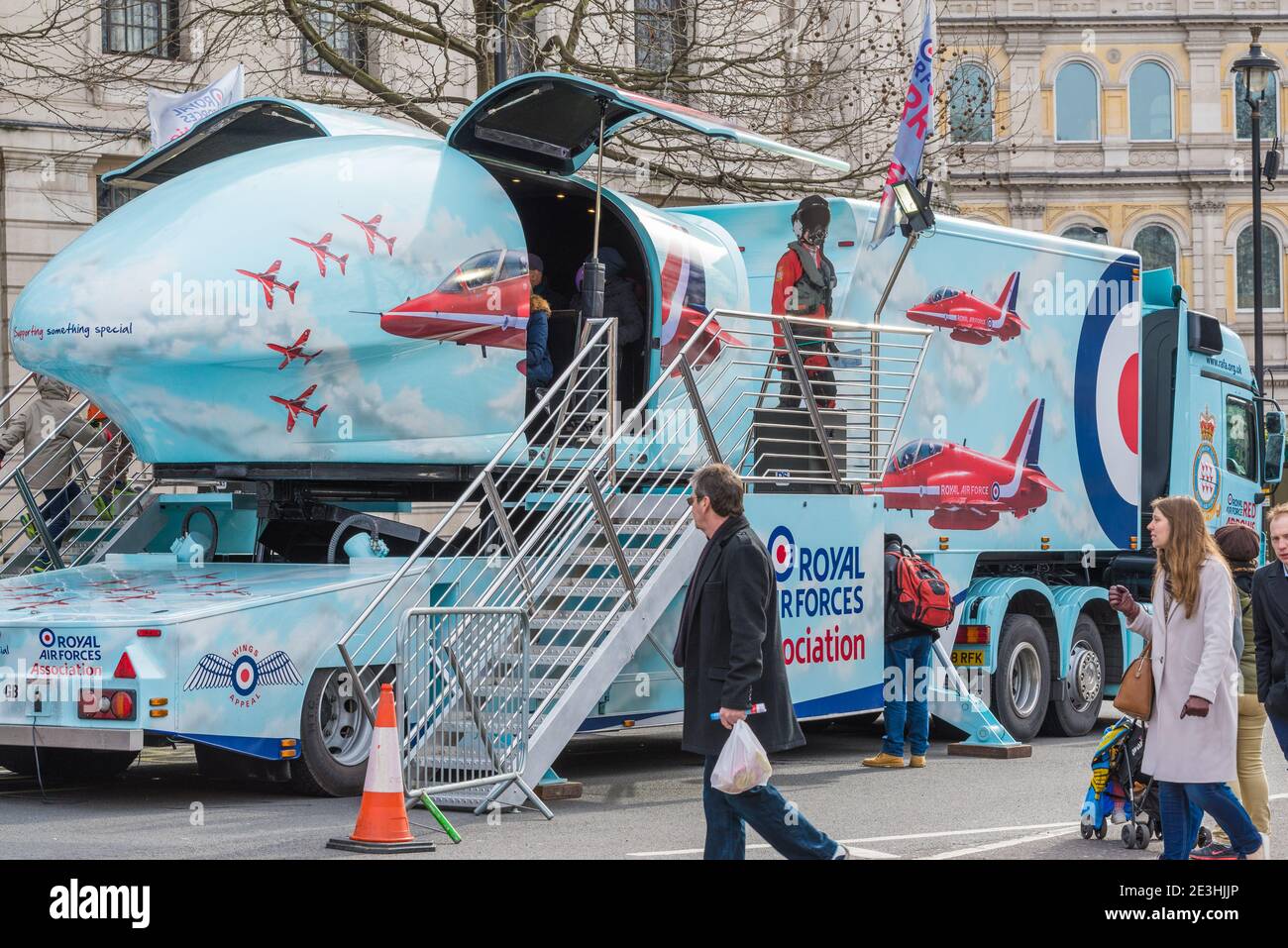 Royal Air Forces Association mobile unit in Trafalgar Square, London, England, UK Stock Photo