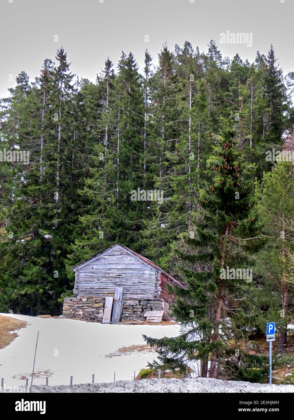 Traditional wooden house in the forest Stock Photo - Alamy