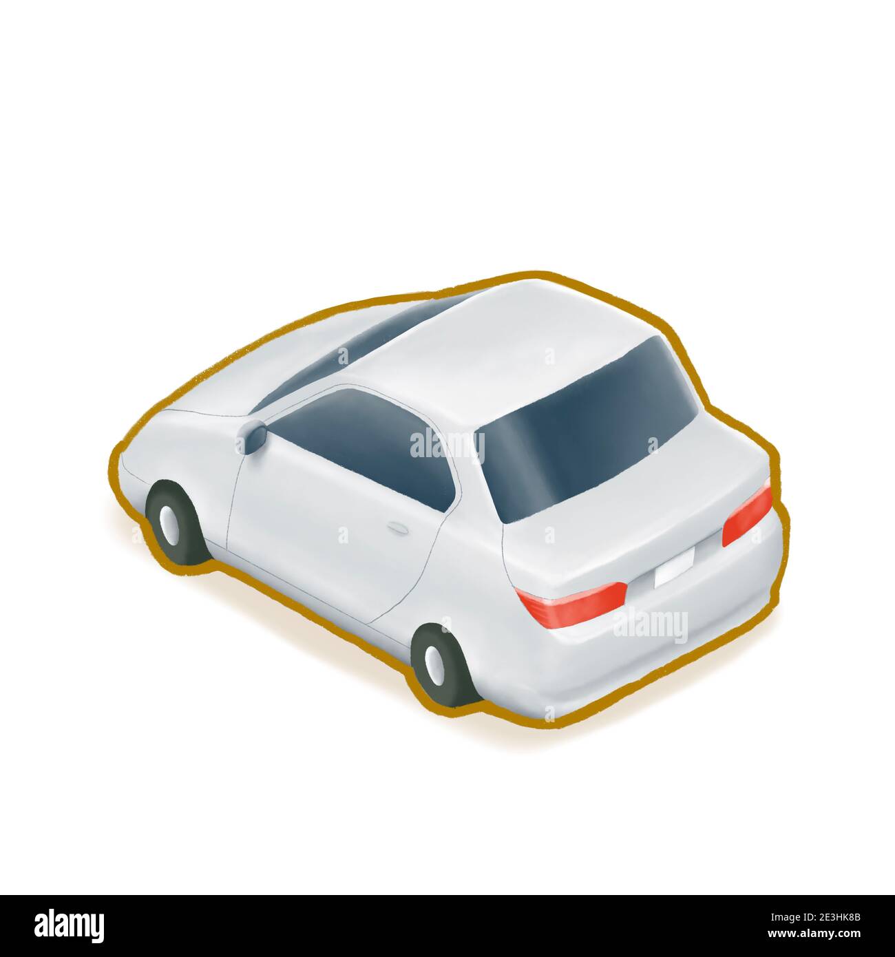 The digital painting of modern white sedan car, city transportation vehicle  isometric cartoon icon raster illustration on white background Stock Photo  - Alamy