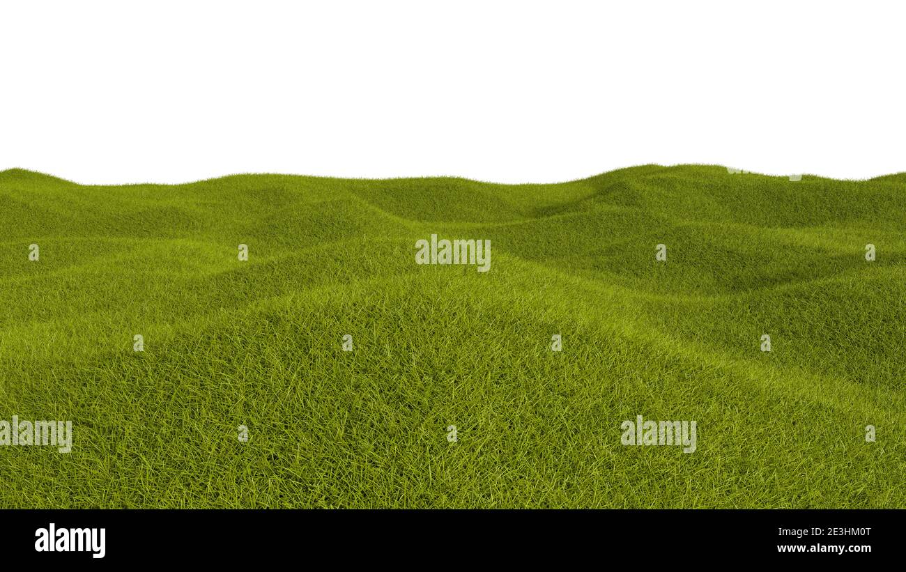 Green grass field isolated on a white background Stock Photo - Alamy