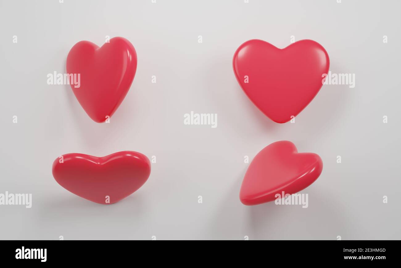 Collection red hearts 3d hi-res stock photography and images - Alamy