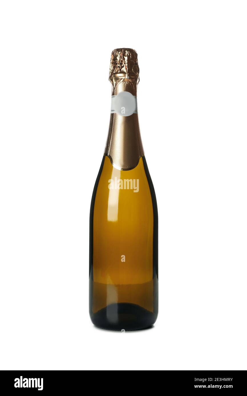 Blank bottle of champagne isolated on white background Stock Photo Alamy