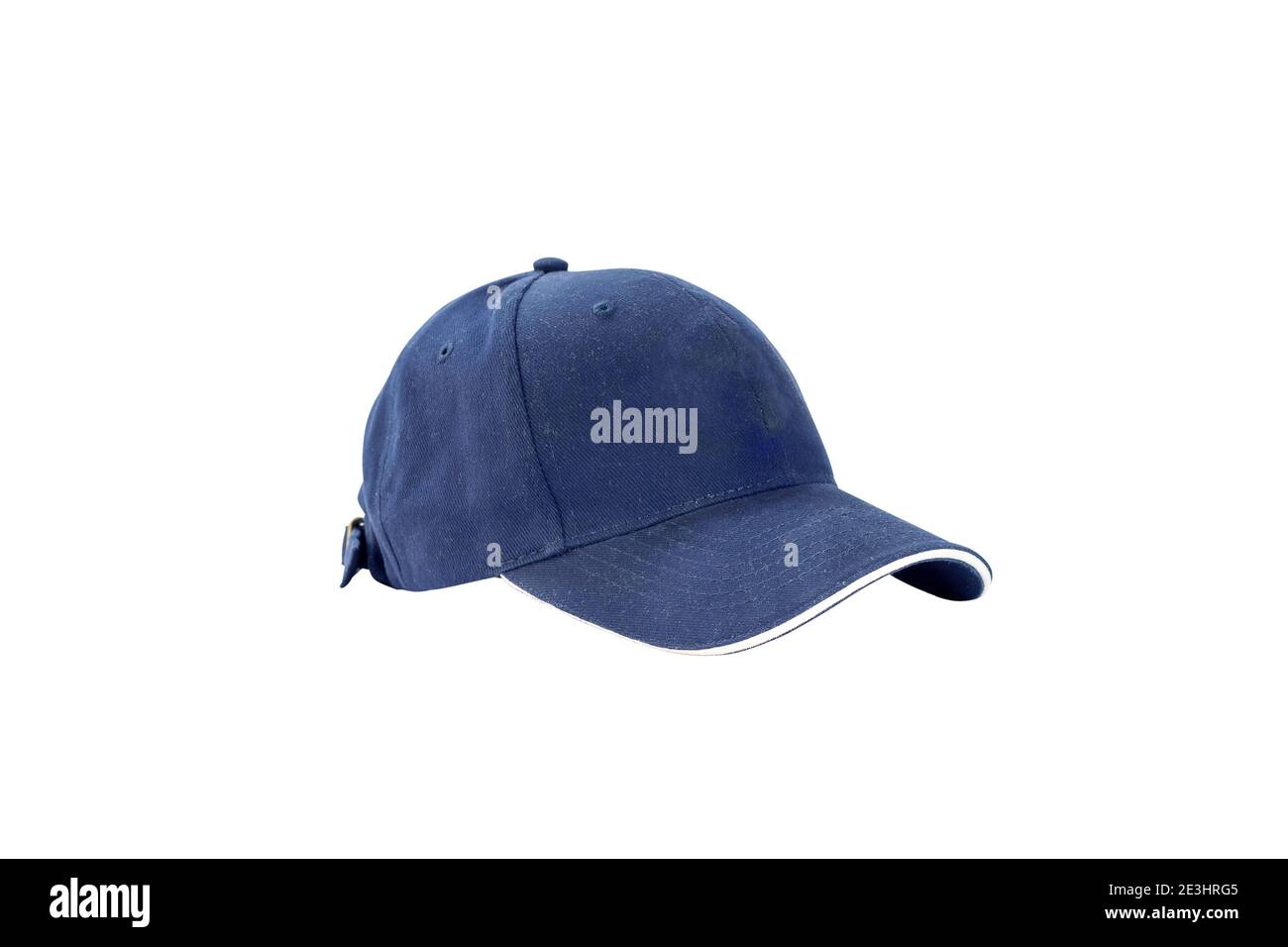 Blue fashion and baseball cap isolated on white background, with ...